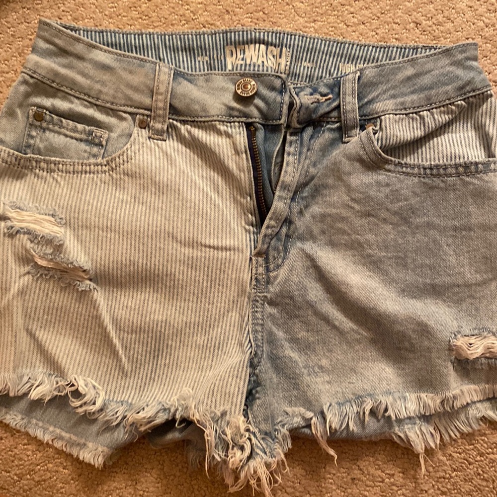 High Rise Rewash Jean shorts